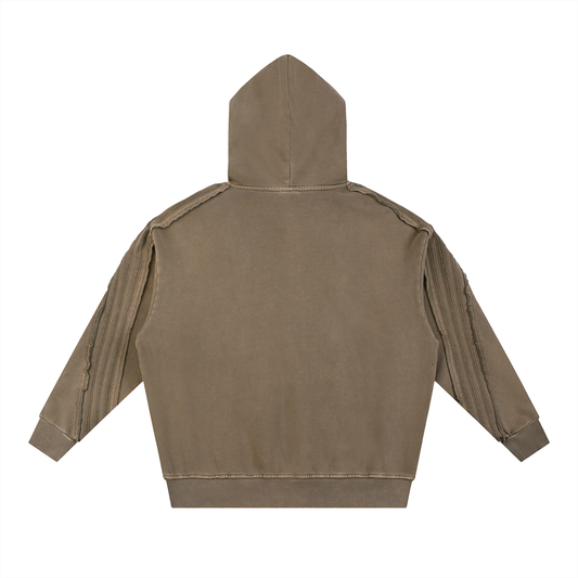 Snow Washed Tape Raw Edge Hoodie