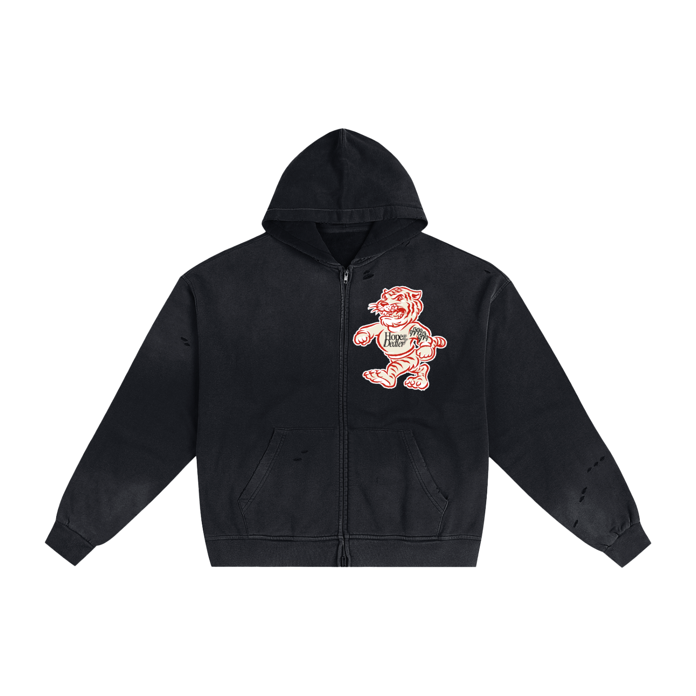 Hand-Frayed Sunfade Zip Hoodie