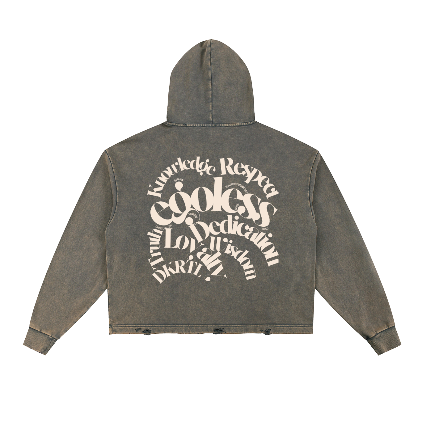 Vintage Washed Frayed-Hem Hoodie
