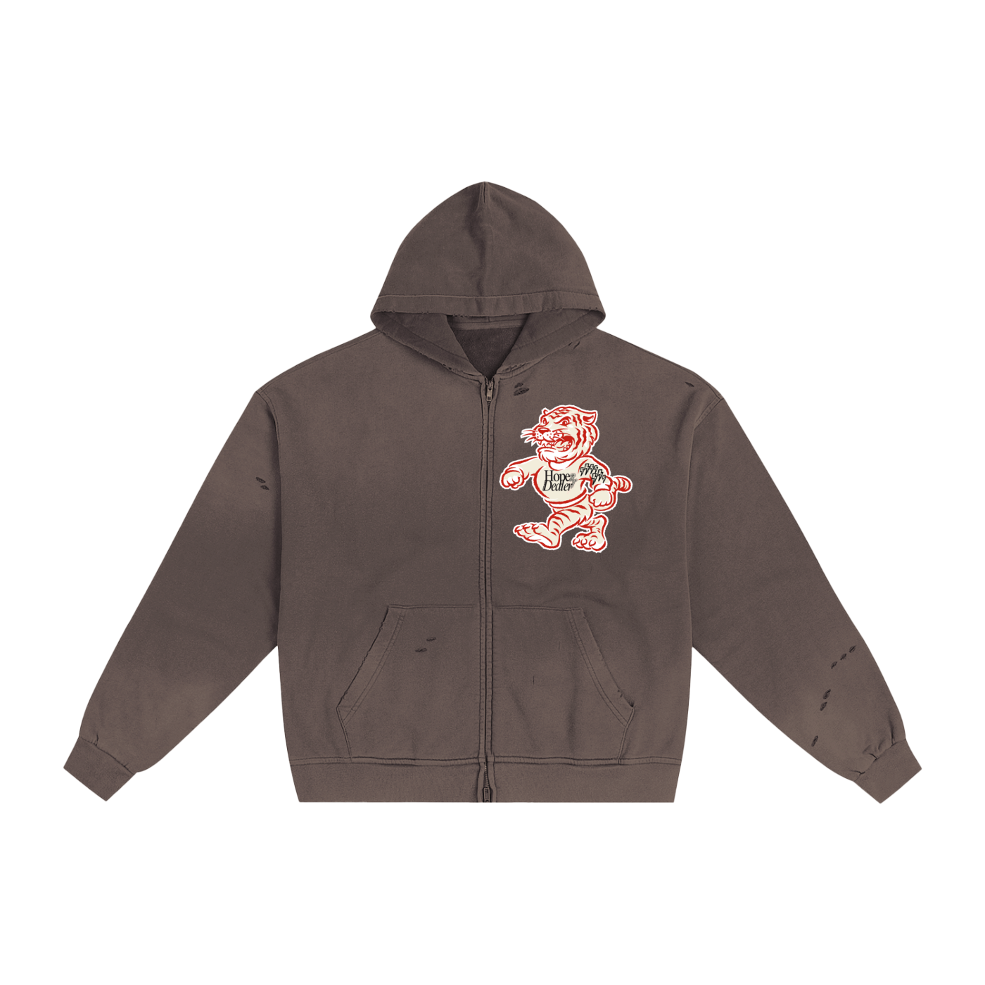 Hand-Frayed Sunfade Zip Hoodie