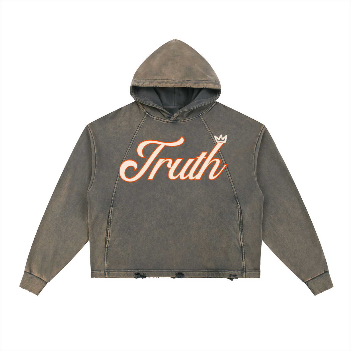 Vintage Washed Frayed-Hem Hoodie