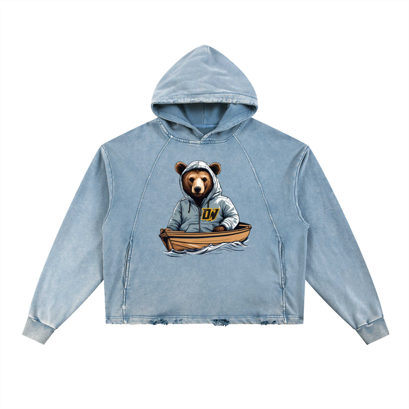 Vintage Washed Frayed-Hem Hoodie