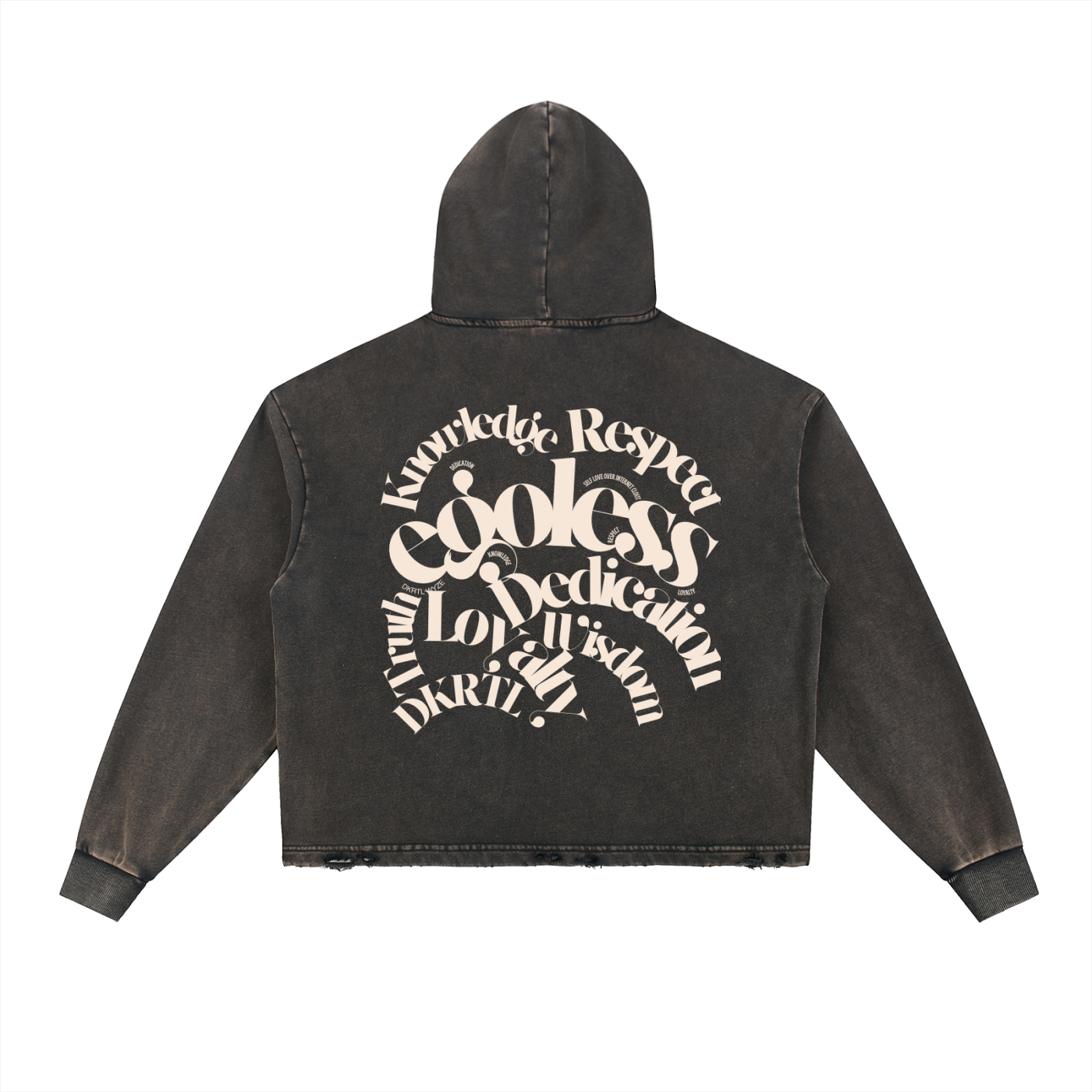Vintage Washed Frayed-Hem Hoodie