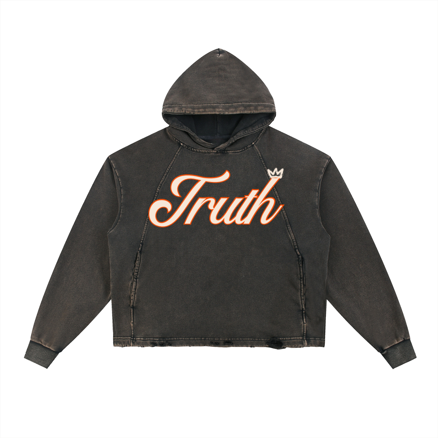 Vintage Washed Frayed-Hem Hoodie