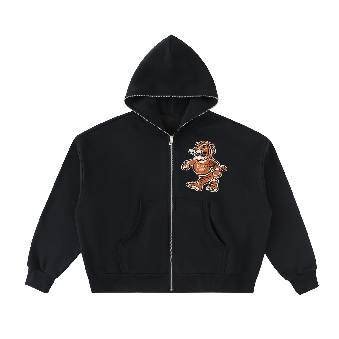 Fleeced Full-Zip Boxy Hoodie