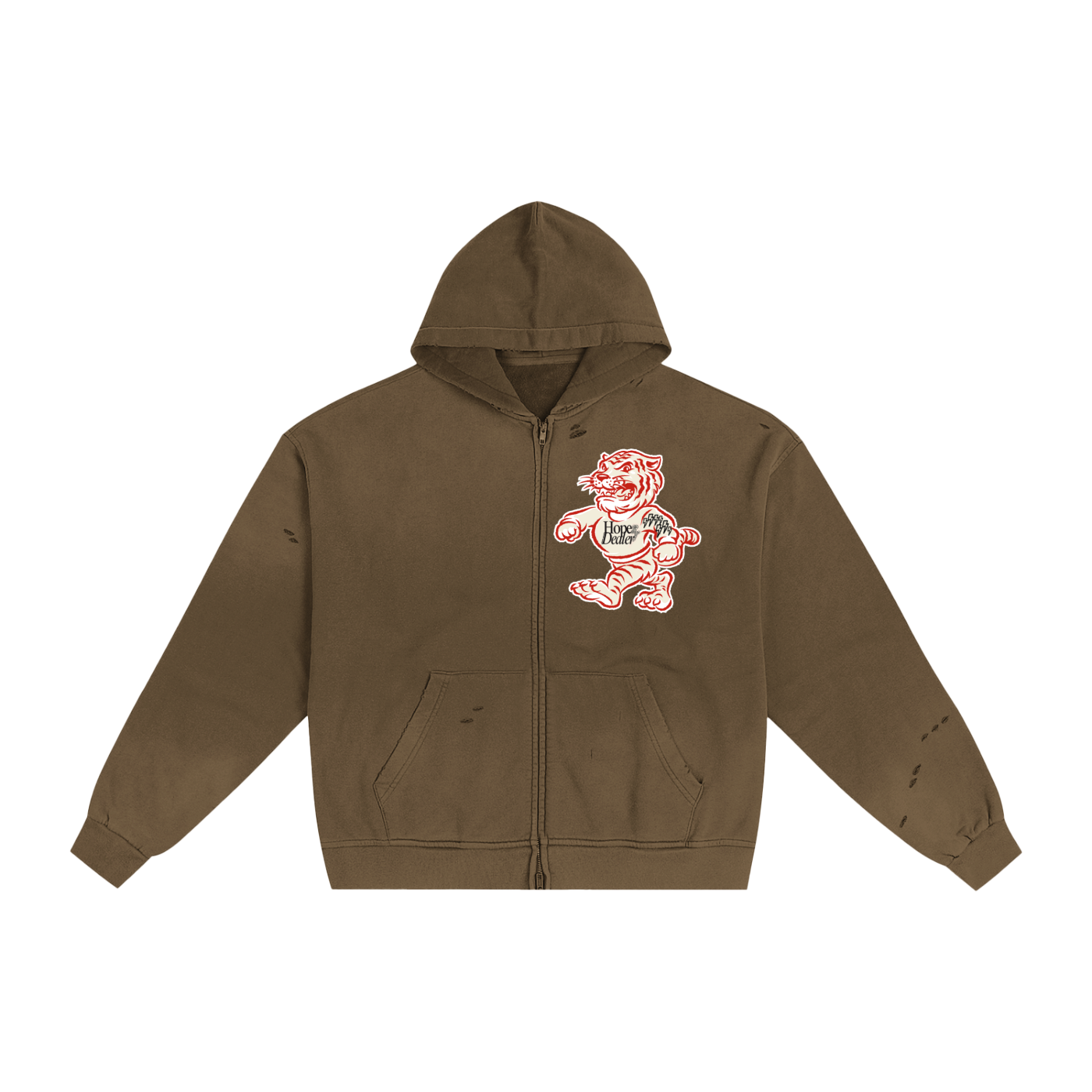 Hand-Frayed Sunfade Zip Hoodie