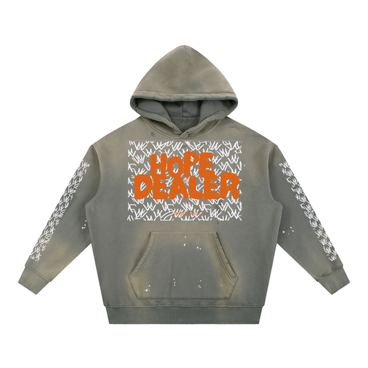 Vintage Washed Frayed Fleece Hoodie