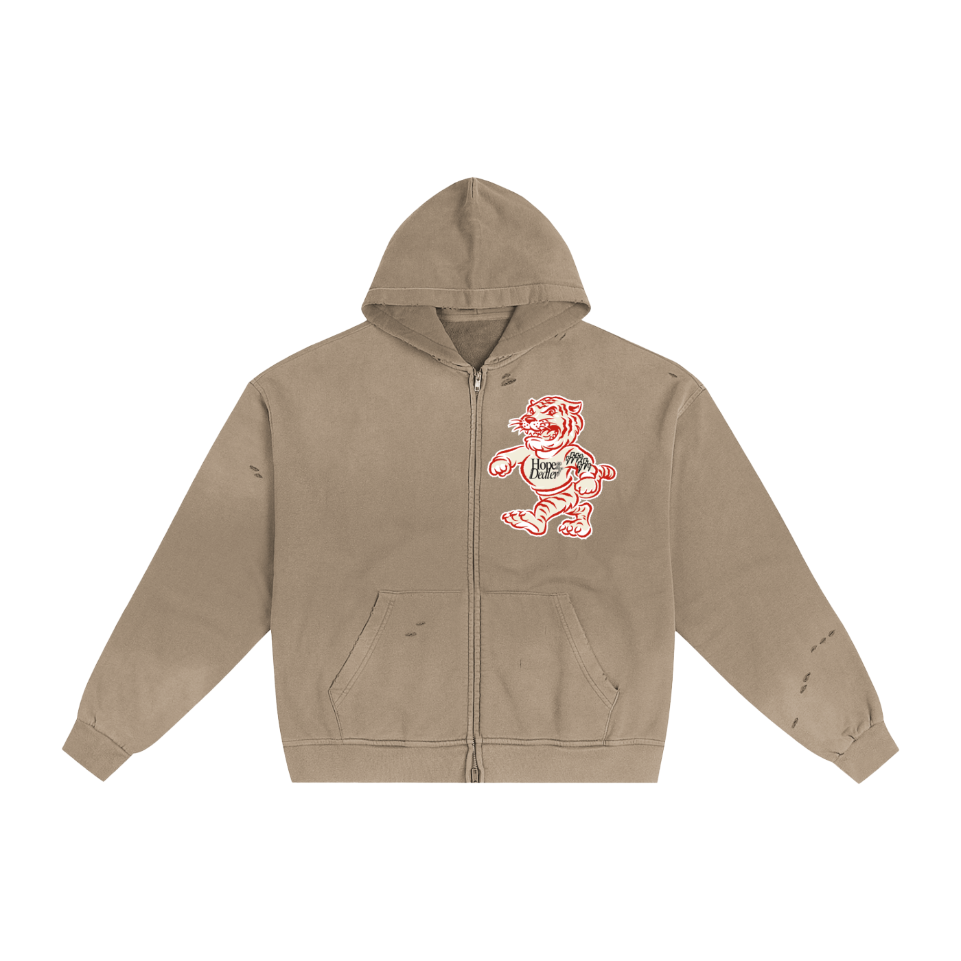 Hand-Frayed Sunfade Zip Hoodie