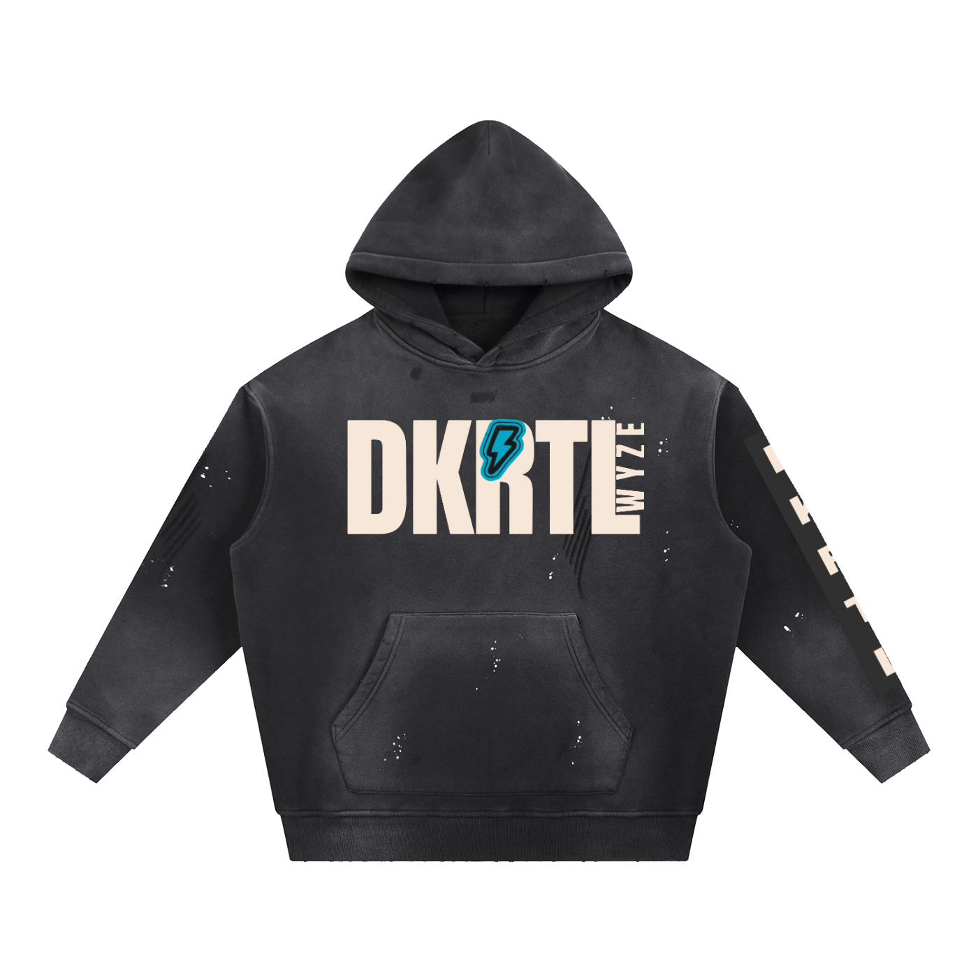 Vintage Washed Frayed Fleece Hoodie