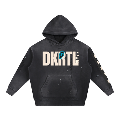 Vintage Washed Frayed Fleece Hoodie