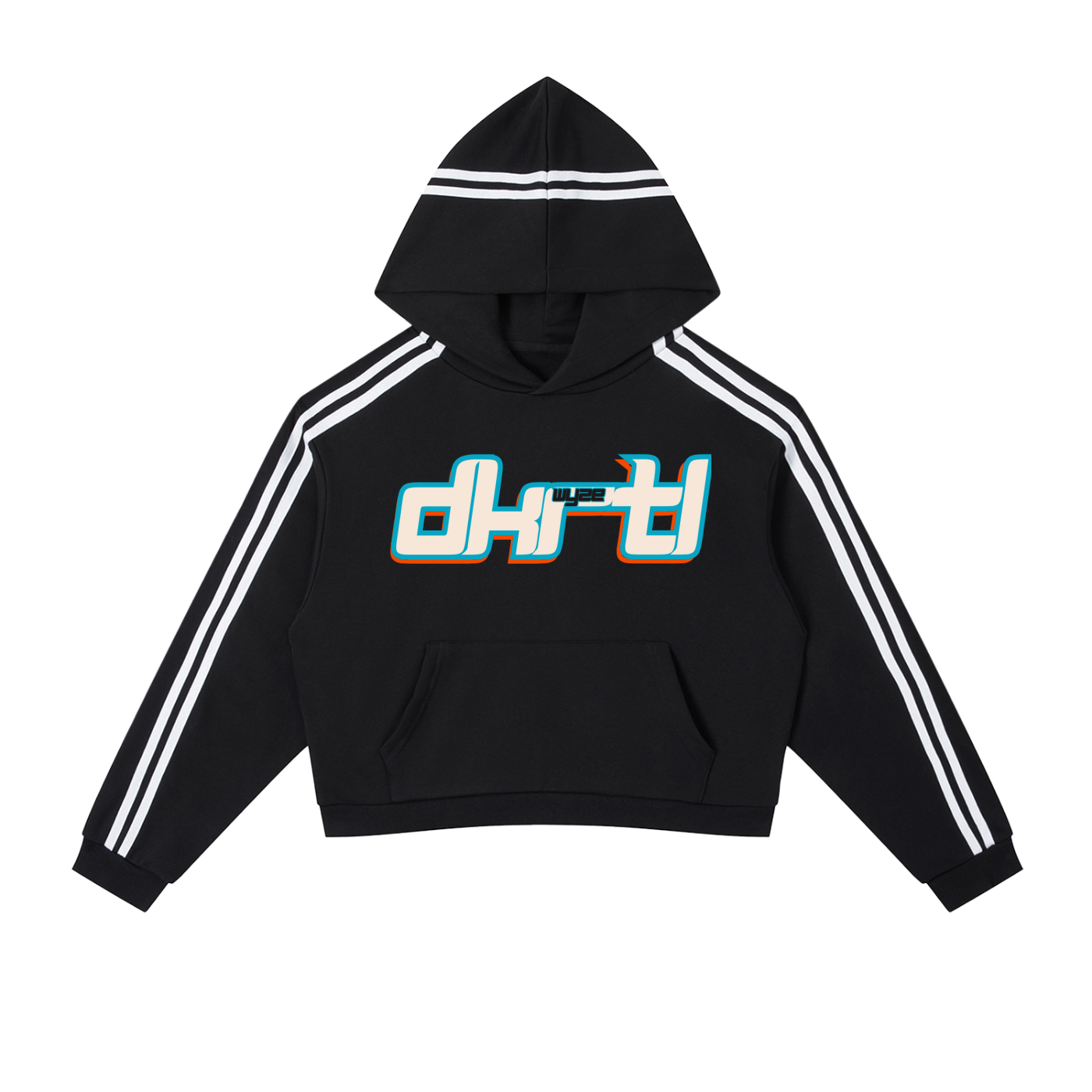 Contrast Side Stripe Cropped Hoodie