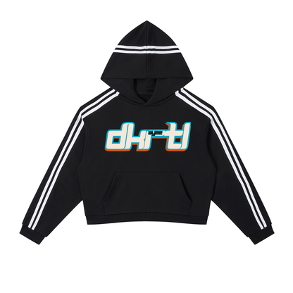 Contrast Side Stripe Cropped Hoodie