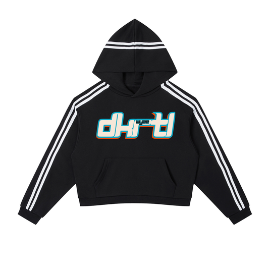 Contrast Side Stripe Cropped Hoodie