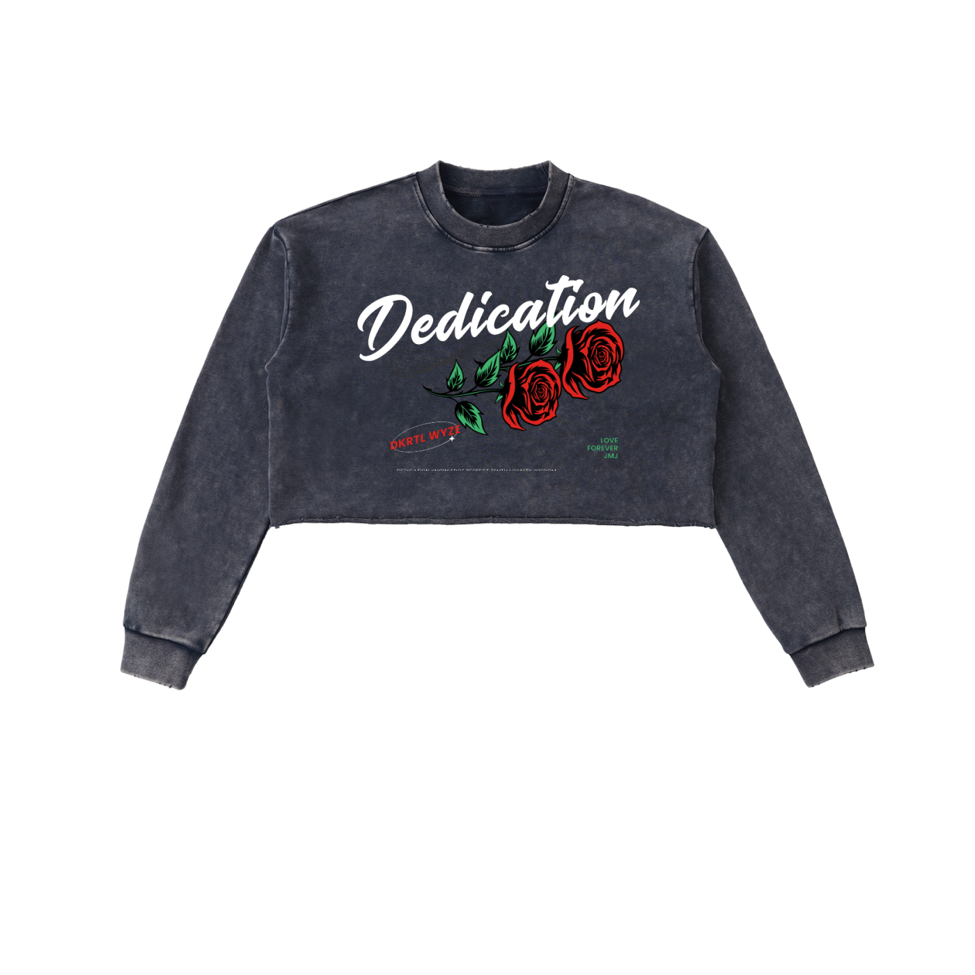 Snow Washed Raw Edge Cropped Sweatshirt