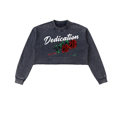 Snow Washed Raw Edge Cropped Sweatshirt