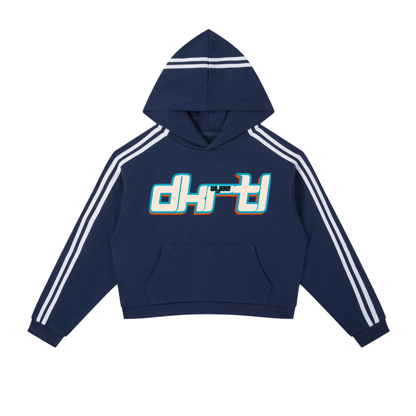 Contrast Side Stripe Cropped Hoodie