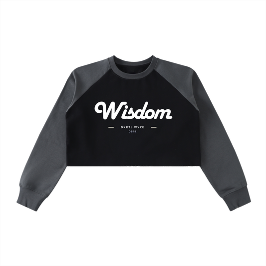 Raw-Hem Color-Block Raglan Crop Sweatshirt