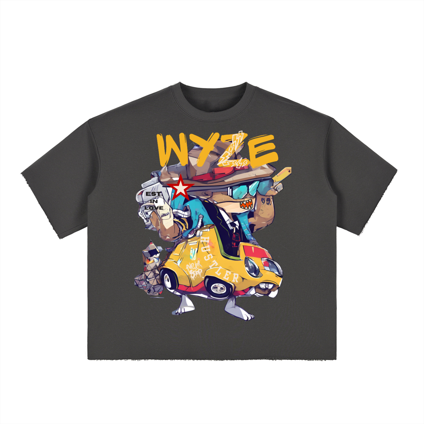 Boxy Half-Sleeve Raw-Edge T-Shirt