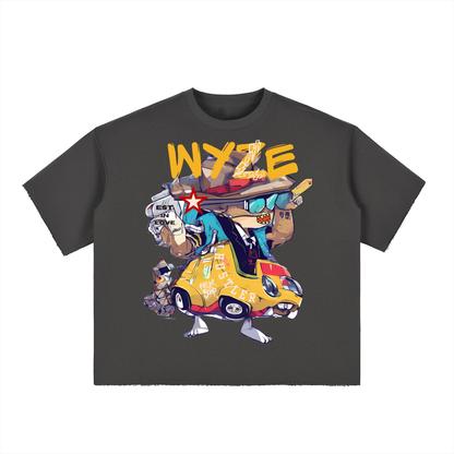 Boxy Half-Sleeve Raw-Edge T-Shirt