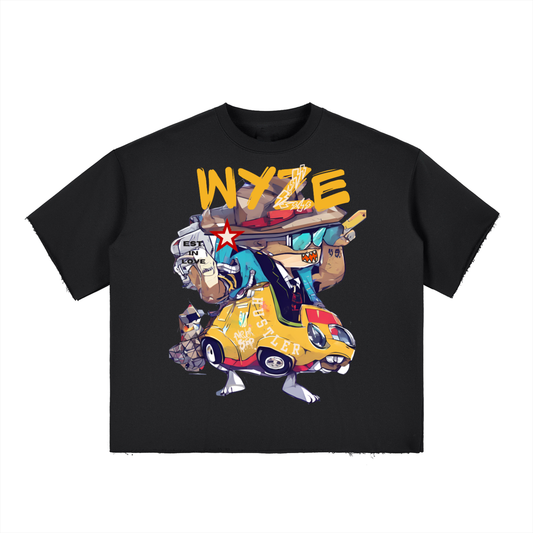 Boxy Half-Sleeve Raw-Edge T-Shirt