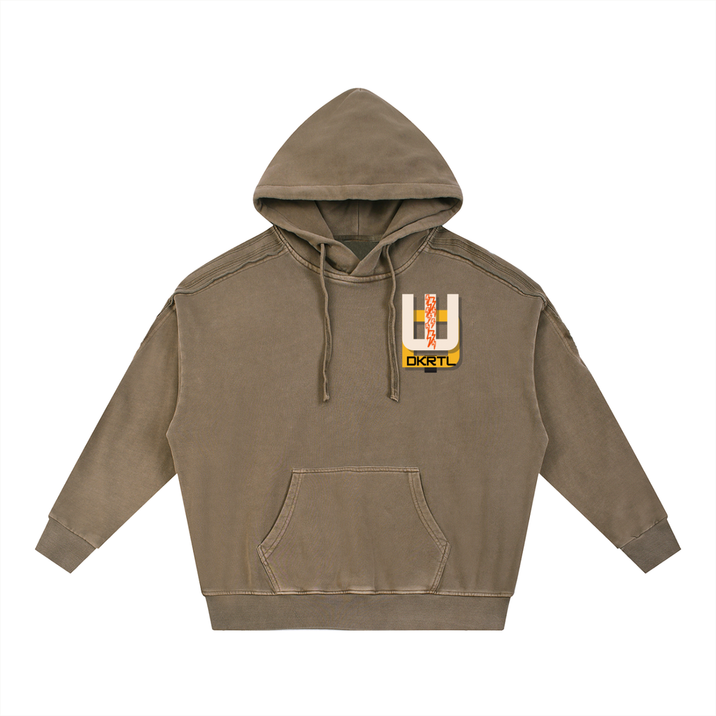 Snow Washed Tape Raw Edge Hoodie