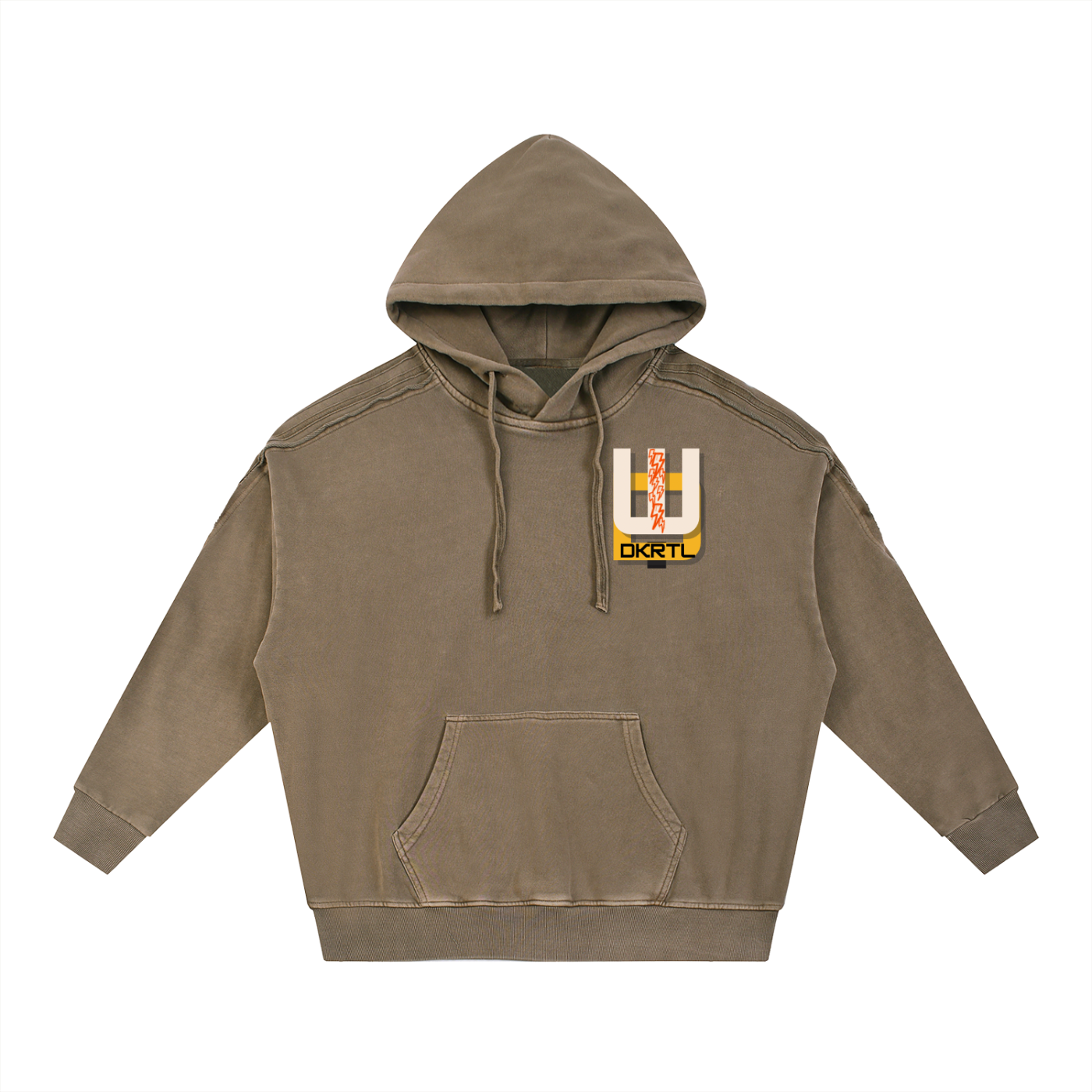 Snow Washed Tape Raw Edge Hoodie