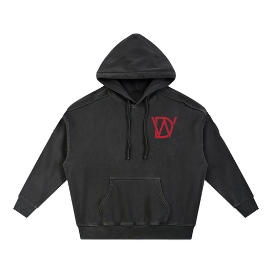 Snow Washed Tape Raw Edge Hoodie