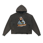 Vintage Washed Frayed-Hem Hoodie