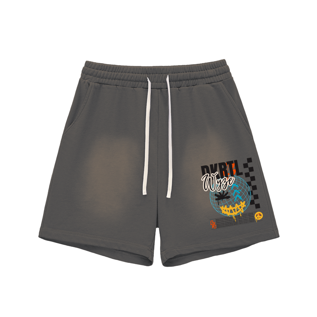 Sun Fade Raw Edge Cotton Shorts