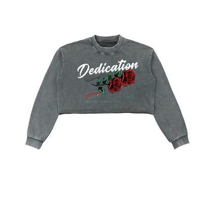 Snow Washed Raw Edge Cropped Sweatshirt