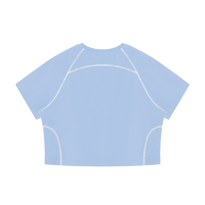 Women's Contrast Stitch Raglan Crop T-Shirt