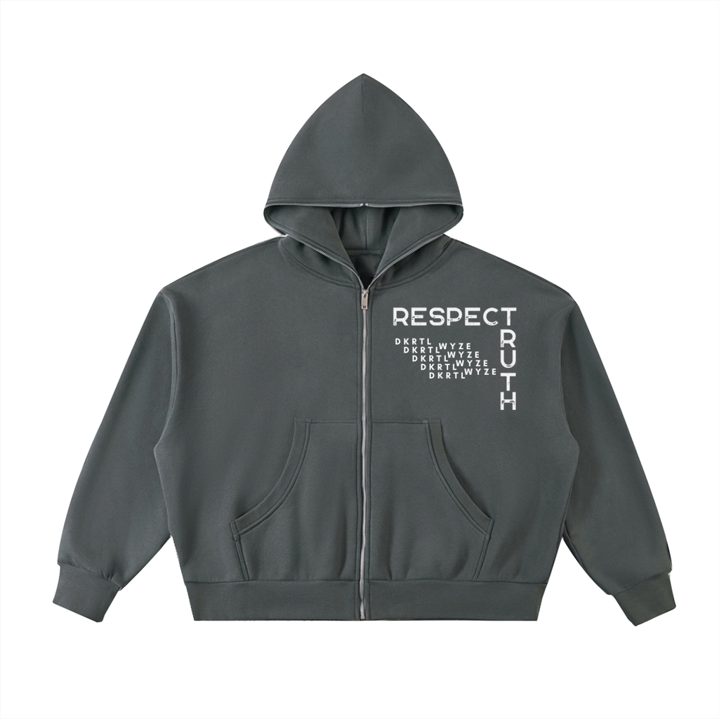 Fleeced Full-Zip Boxy Hoodie