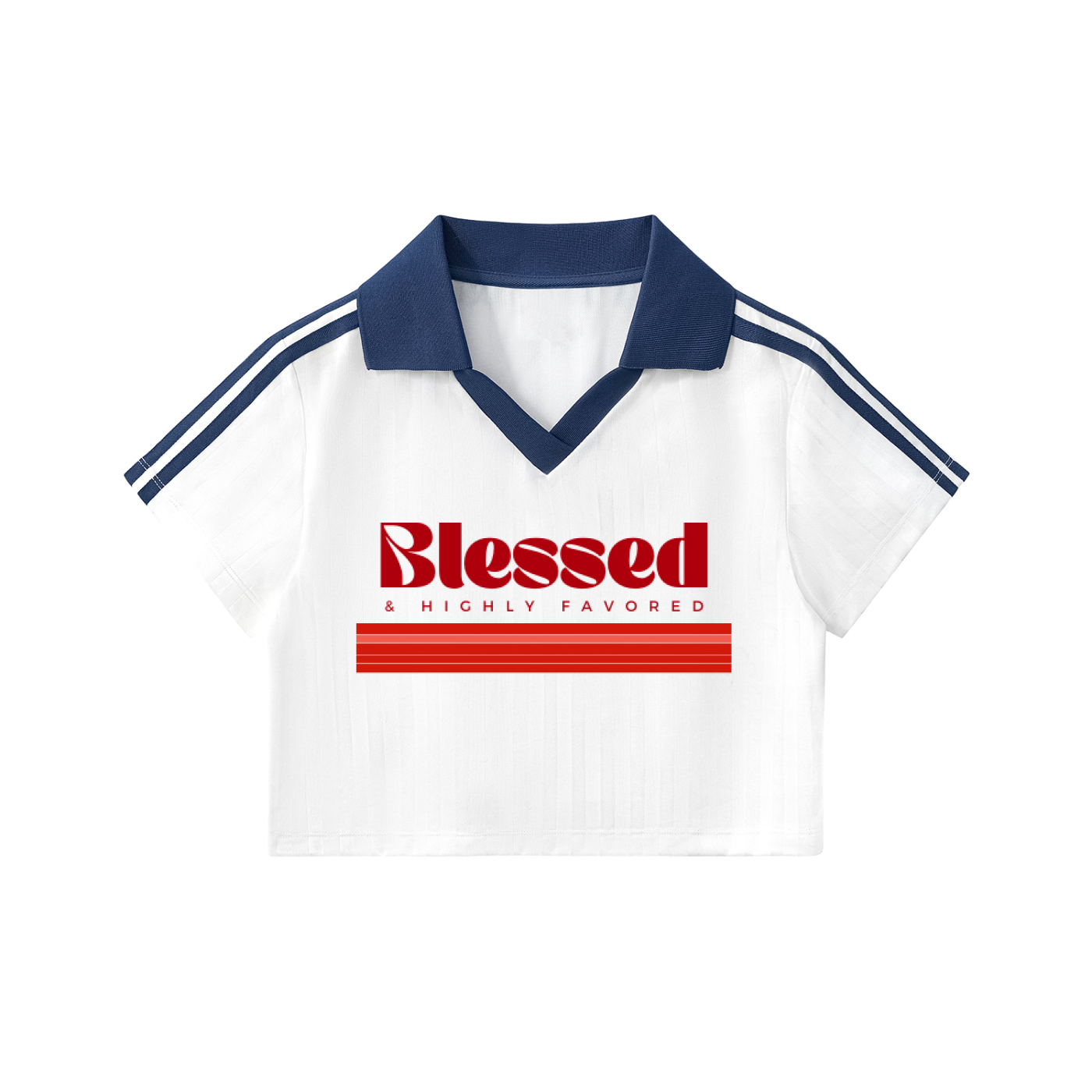 Contrast Collar Striped Cropped Jersey