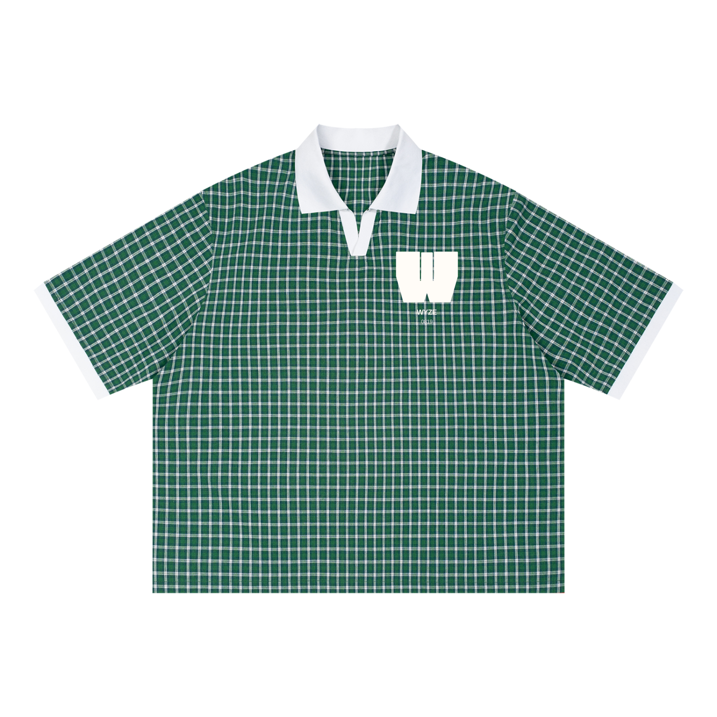 Unisex Boxy Plaid Color Block Polo Shirt