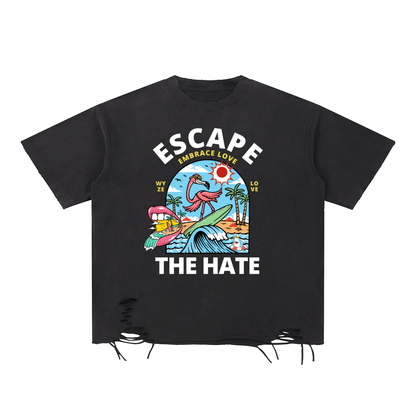 Snow Washed Raw-Hem T-Shirt