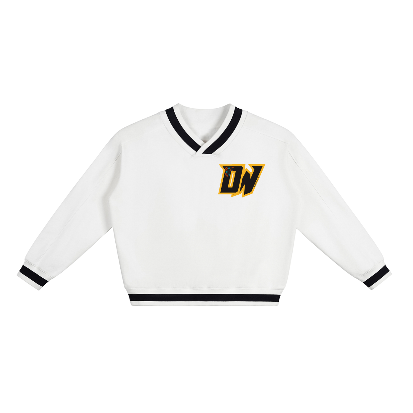 V-Neck Contrast Collar Boxy Sweatshirt