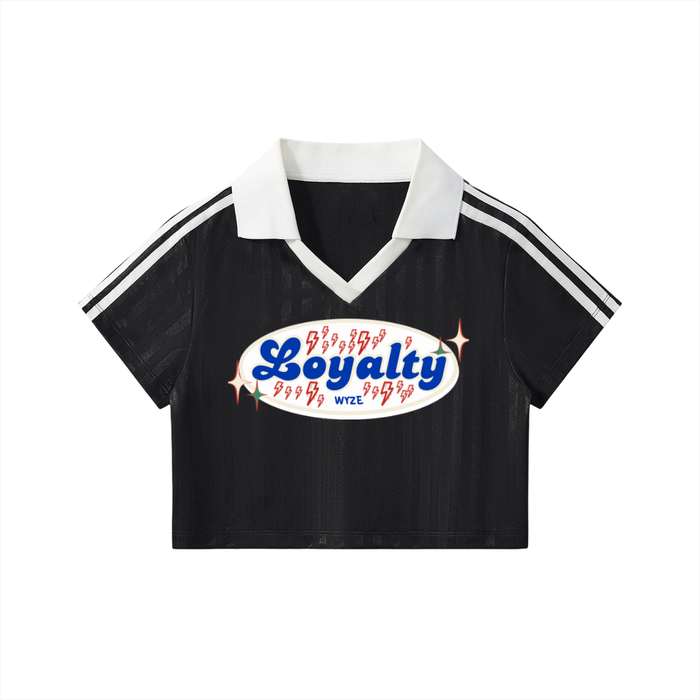 Contrast Collar Striped Cropped Jersey