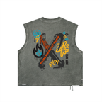 Distressed Grommet Eyelet Tank Top