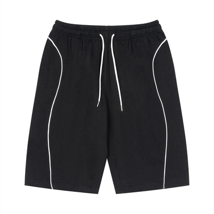 Unisex Piping Drawstring Shorts