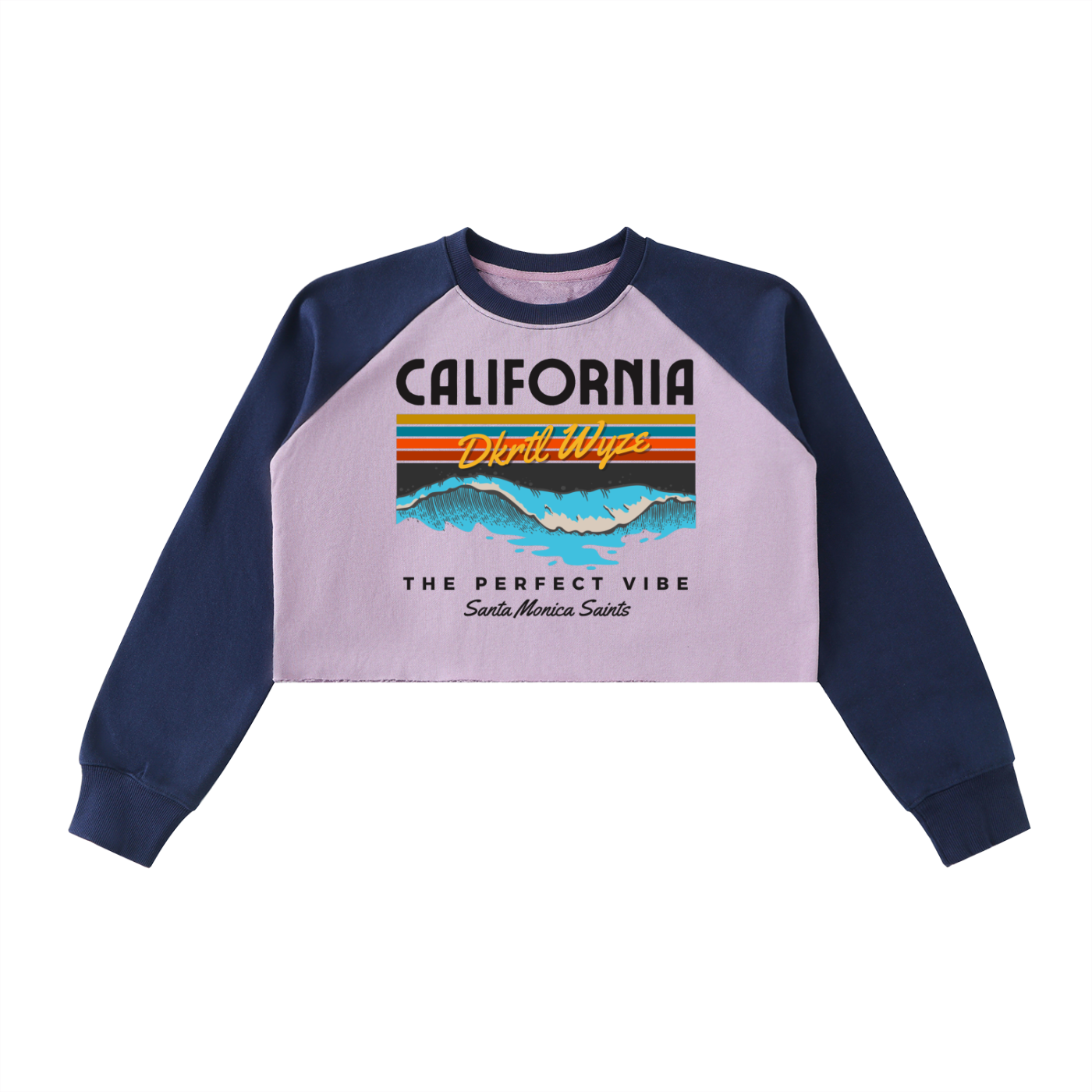 Raw-Hem Color-Block Raglan Crop Sweatshirt