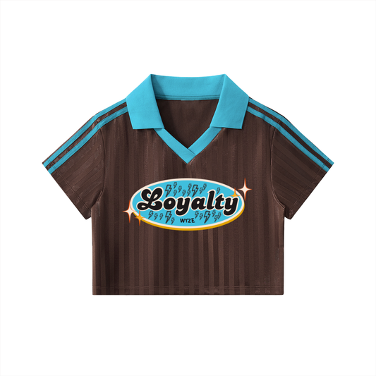 Contrast Collar Striped Cropped Jersey