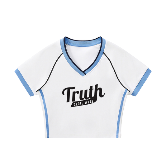 Contrast Trim V-Neck Crop T-Shirt