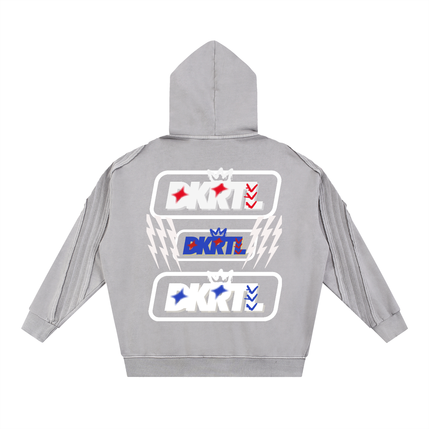 Snow Washed Tape Raw Edge Zip Hoodie