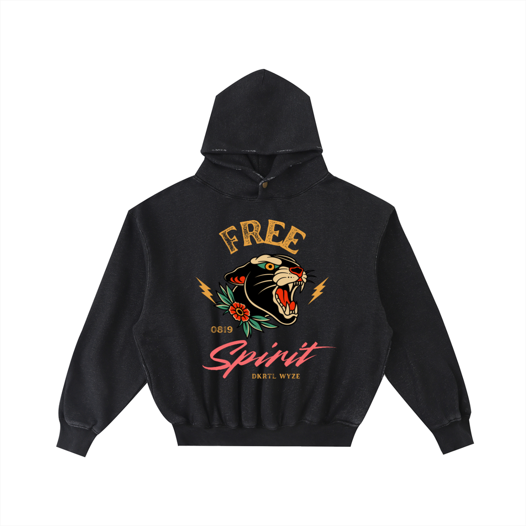 Frayed Enzyme Washed Fleece Hoodie