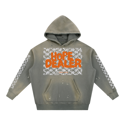 Vintage Washed Frayed Fleece Hoodie