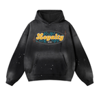 Vintage Wash Frayed Fleece Hoodie - 360 GSM