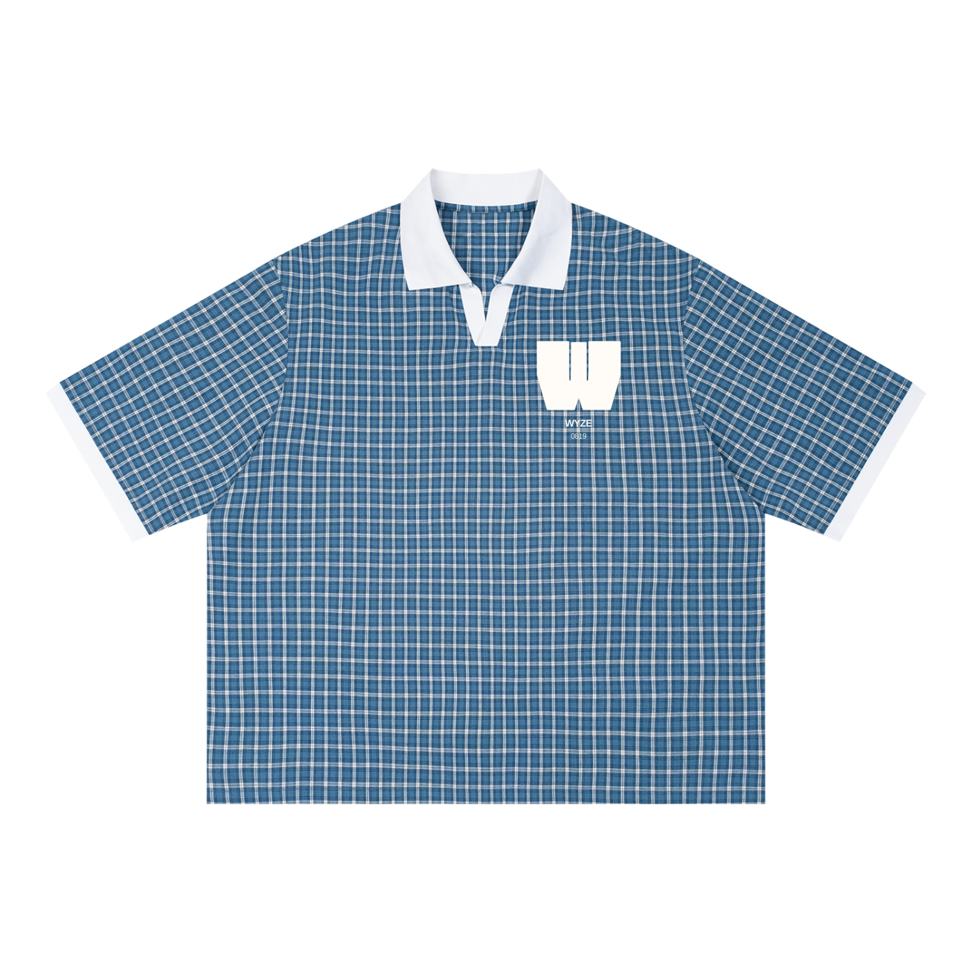 Unisex Boxy Plaid Color Block Polo Shirt