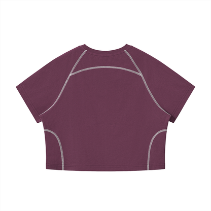 Women's Contrast Stitch Raglan Crop T-Shirt