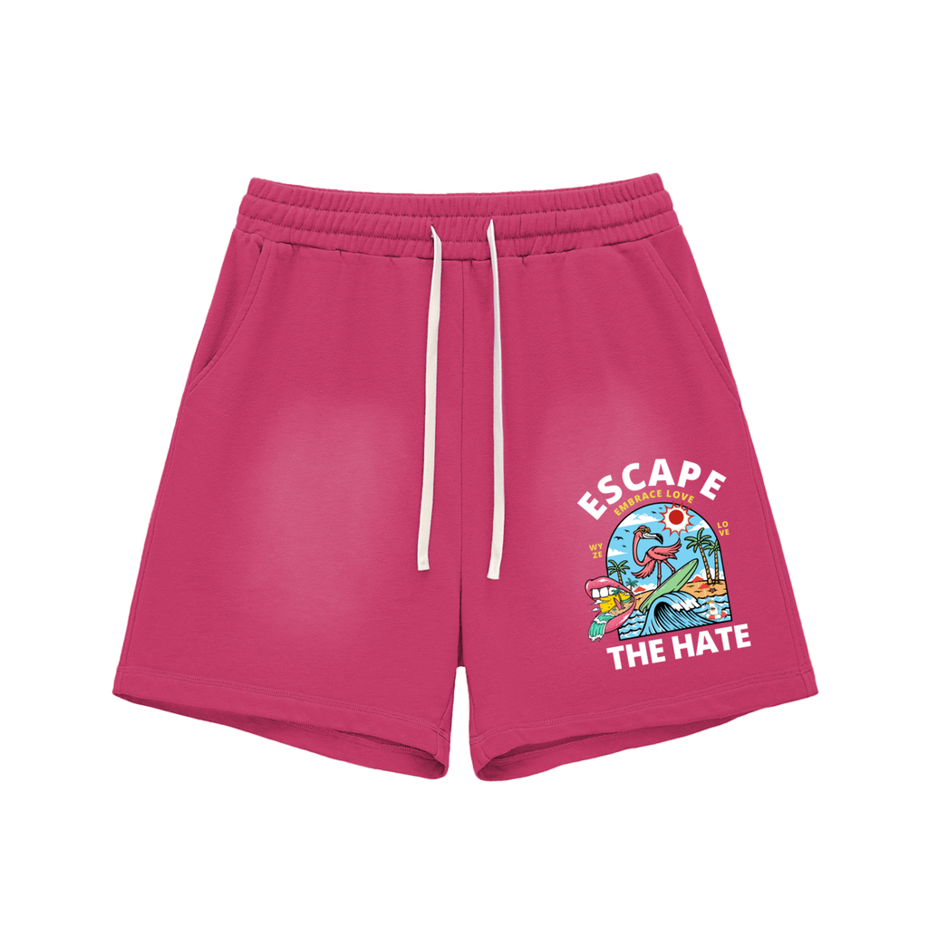 Sun Fade Raw Edge Cotton Shorts