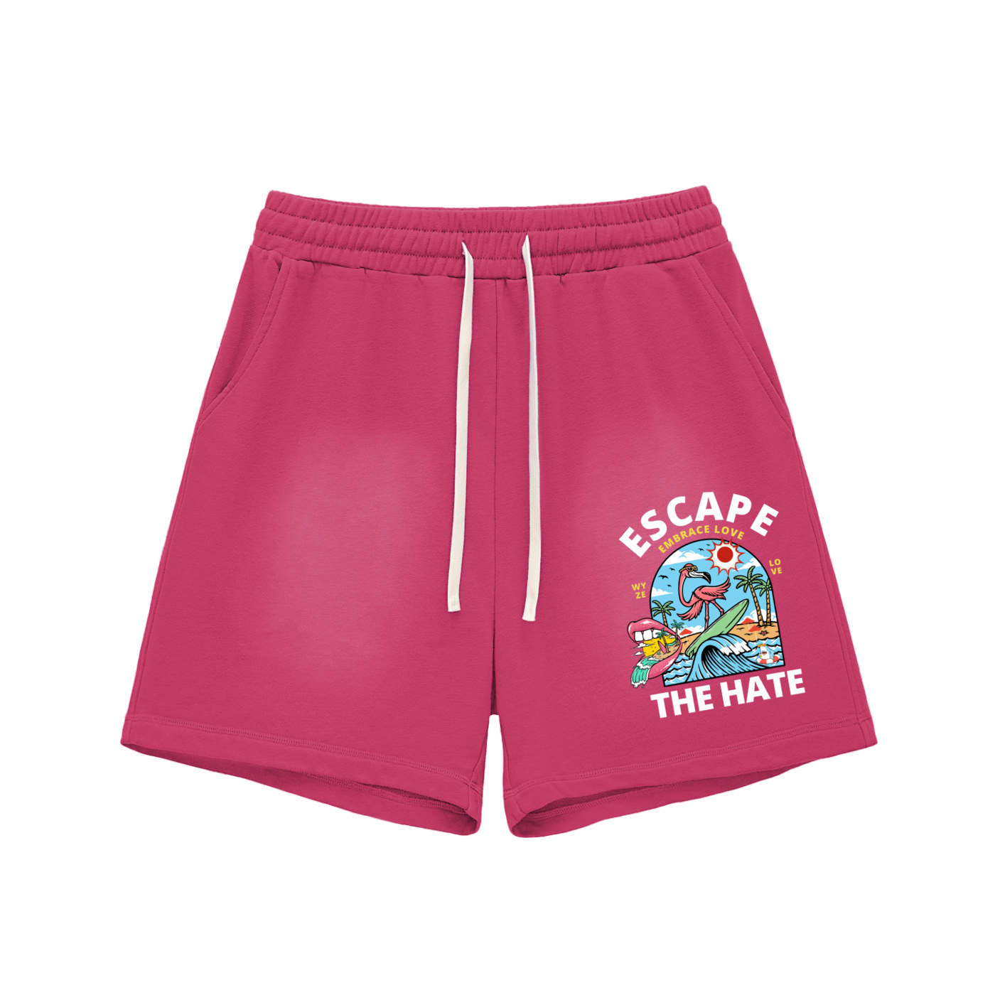Sun Fade Raw Edge Cotton Shorts